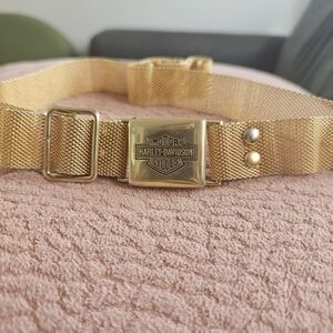 RARE Vintage Harley-Davidson Gold Mesh Chainmail Web Belt Small